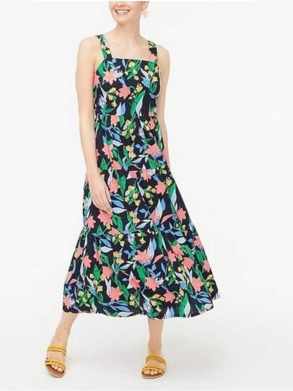 J.Crew Floral Square-Neck Maxi Dress, Size 2